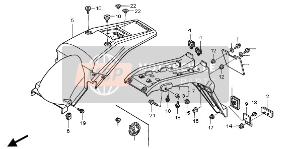 Honda XR250R 1997 REAR FENDER for a 1997 Honda XR250R