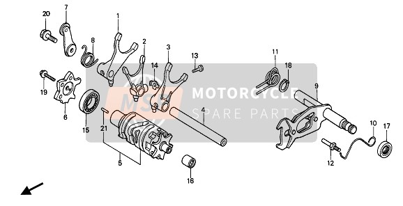 Honda XR600R 1991 Schakelwals voor een 1991 Honda XR600R