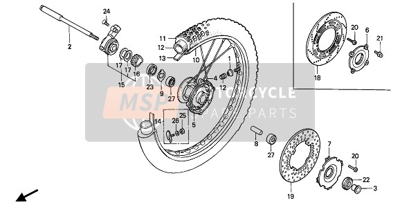 Honda XR600R 1991 FRONT WHEEL for a 1991 Honda XR600R