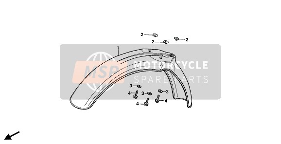 Honda CR80R 1992 Parafango anteriore per un 1992 Honda CR80R