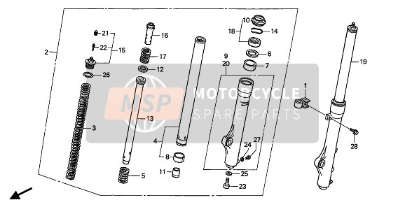 Honda CR80R 1992 Forcella anteriore per un 1992 Honda CR80R