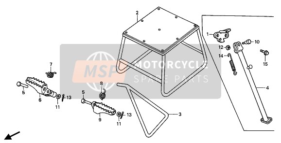 Honda CR80R 1992 STÄNDER & FUSSRASTE für ein 1992 Honda CR80R