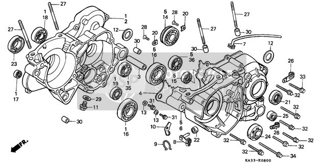 Honda CR125R 1984 Crankcase (1) for a 1984 Honda CR125R