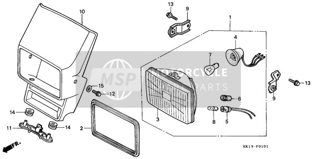 Honda XR250R 1984 Headlight (B/ED/2B) for a 1984 Honda XR250R