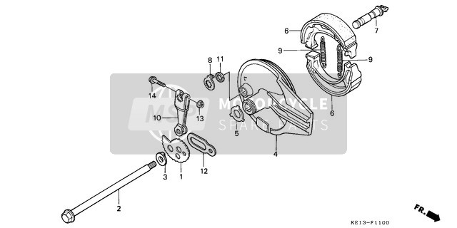 Honda MTX125RW 1983 Pannello freno posteriore per un 1983 Honda MTX125RW