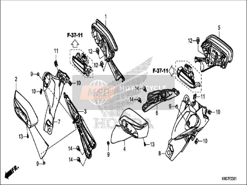 88110K40F61 Mirror Comp., R. Back Part Honda - MSP 