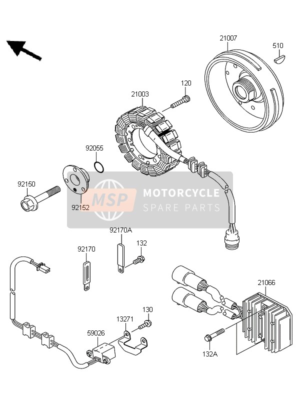 Kawasaki KFX700 (KSV700A7F) 2007 GENERATOR für ein 2007 Kawasaki KFX700 (KSV700A7F)