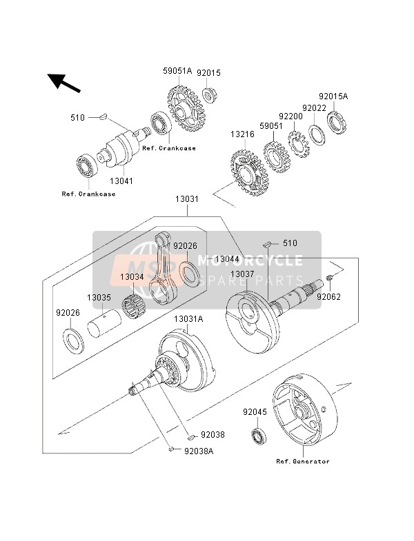 Kawasaki KLF300 4x4 2002 Crankshaft for a 2002 Kawasaki KLF300 4x4