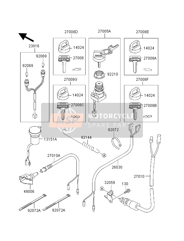 270051229, SWITCH-ASSY-IGNITION, Kawasaki, 0