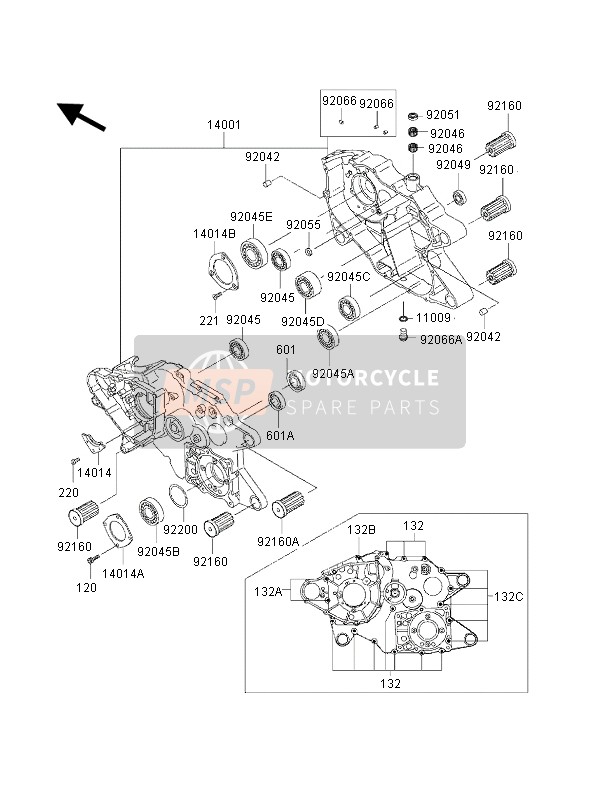 Kawasaki KVF300 2002 Crankcase for a 2002 Kawasaki KVF300