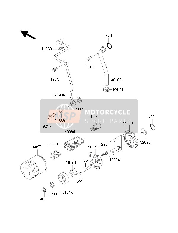 Kawasaki KVF300 2002 Oil Pump for a 2002 Kawasaki KVF300