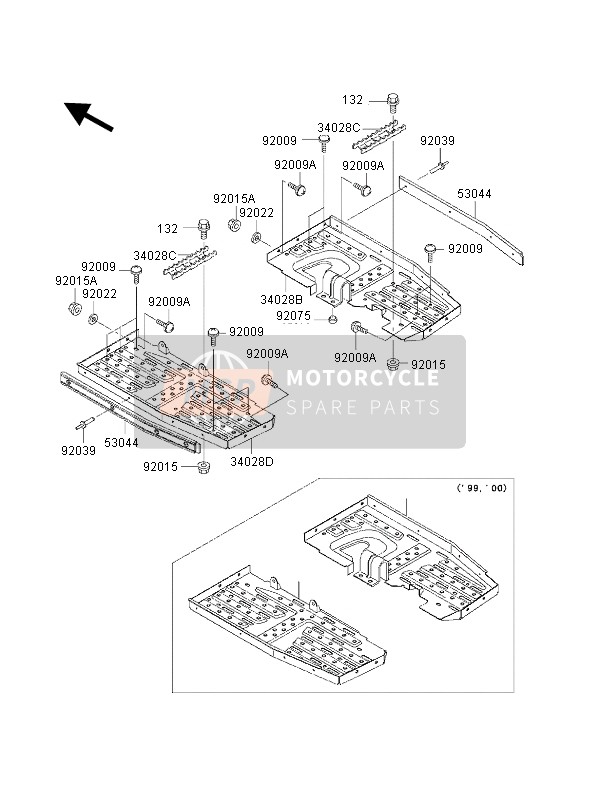 Kawasaki KVF300 2002 Footrests for a 2002 Kawasaki KVF300