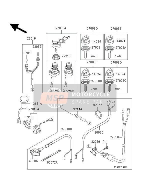 270051267, SWITCH-ASSY-IGNITION, Kawasaki, 4