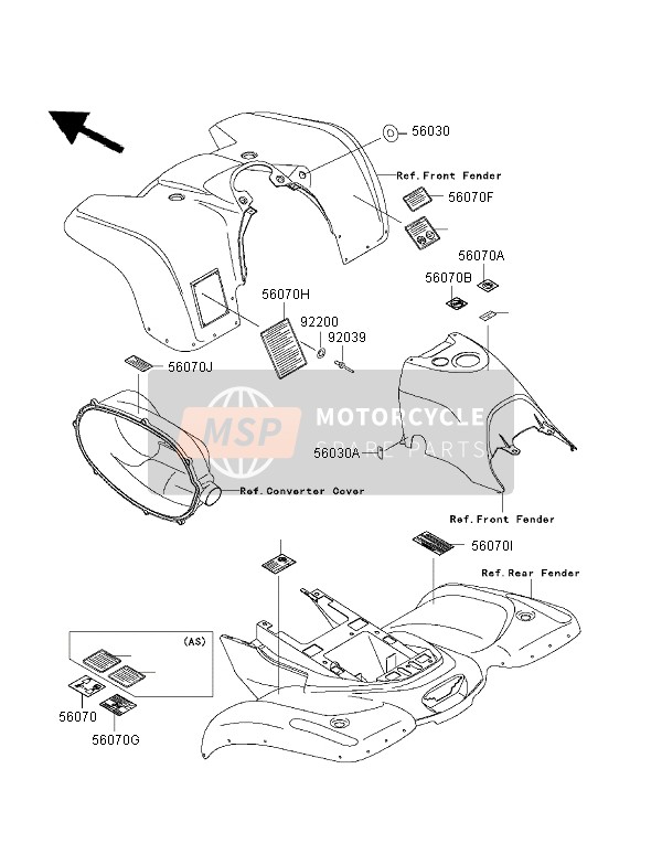 Kawasaki KVF400 4x4 2002 Etiquetas para un 2002 Kawasaki KVF400 4x4