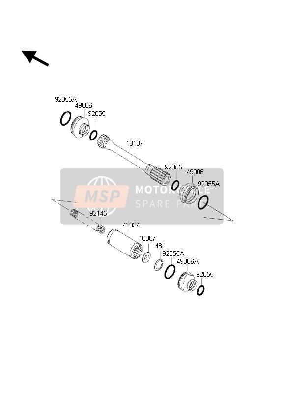 131071473, Shaft,Fr Propeller Shaft, Kawasaki, 0