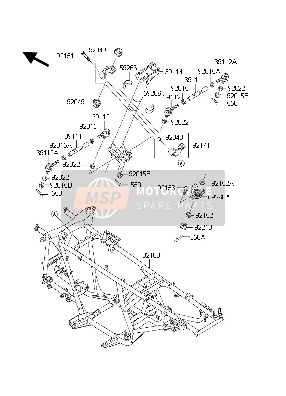 Kawasaki KVF650 PRAIRIE 2002 Frame for a 2002 Kawasaki KVF650 PRAIRIE