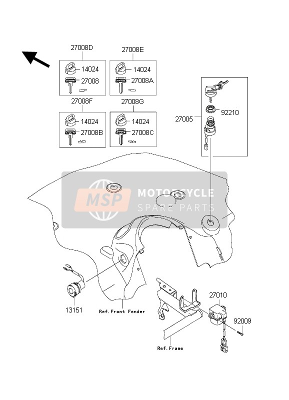 Kawasaki KVF650 PRAIRIE 2002 Switch de ignición para un 2002 Kawasaki KVF650 PRAIRIE