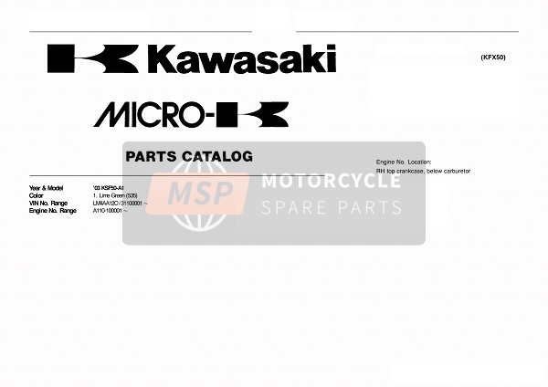 Kawasaki KFX50 2003 Model Identification for a 2003 Kawasaki KFX50