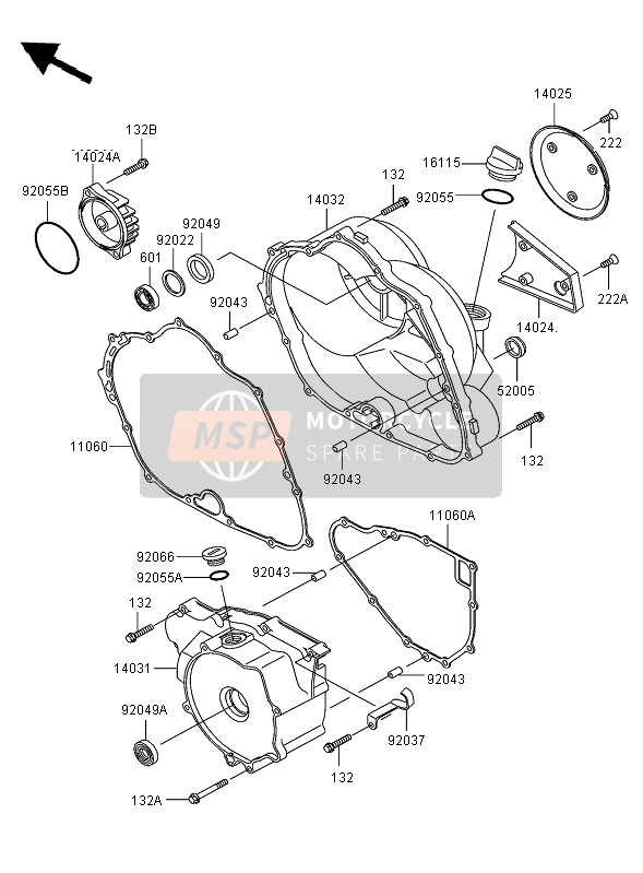 Kawasaki KLF300 2005 Copertura del motore per un 2005 Kawasaki KLF300