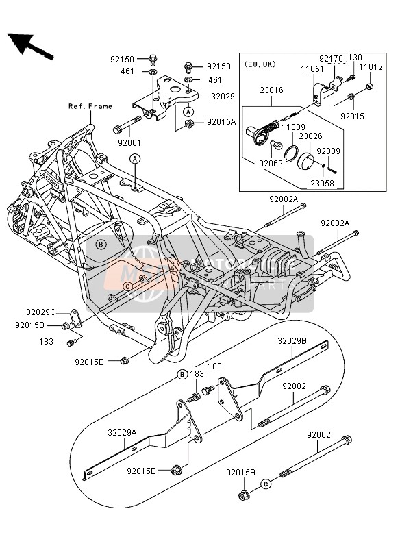 Kawasaki KLF300 2005 Supporto del motore per un 2005 Kawasaki KLF300