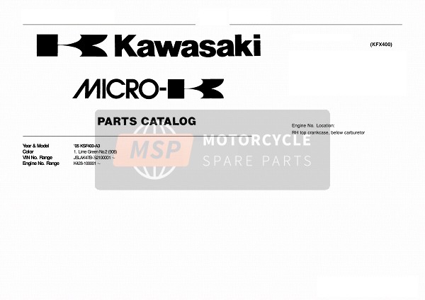 Kawasaki KFX400 2005 Modellidentifikation für ein 2005 Kawasaki KFX400