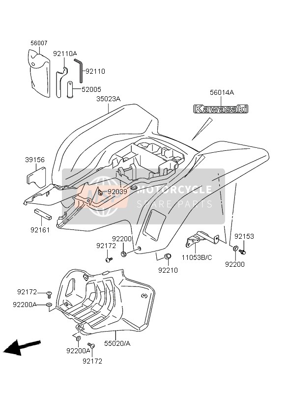 92161S107, Damper,Rear Fender, Kawasaki, 0