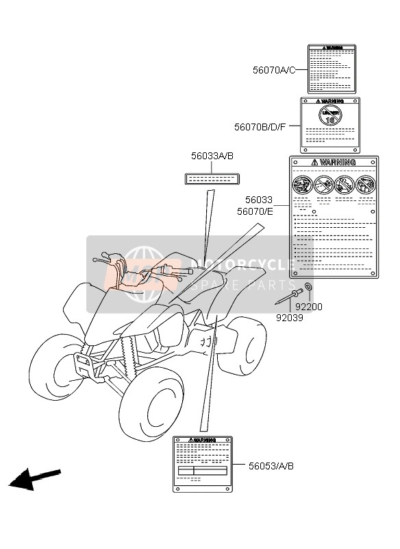 56053S014, LABEL-SPECIFICATION,Tire,German, Kawasaki, 0