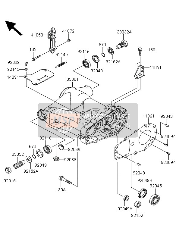 Kawasaki KVF360 4X4 2003 Bras oscillant pour un 2003 Kawasaki KVF360 4X4