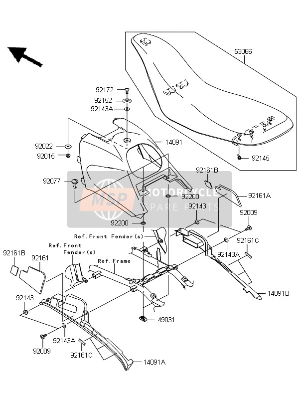 1409100906Z, Cover,Side,Rh,F.Black, Kawasaki, 1