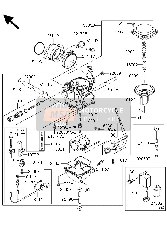 Kawasaki KLF300 4x4 2003 Carburettor for a 2003 Kawasaki KLF300 4x4