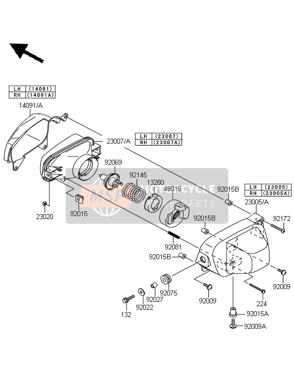 Kawasaki KFX700 (KSV700A7F) 2007 Phare pour un 2007 Kawasaki KFX700 (KSV700A7F)