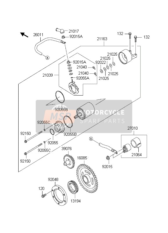 Kawasaki KVF360 PRAIRIE 4x4 2003 Motor de arranque para un 2003 Kawasaki KVF360 PRAIRIE 4x4