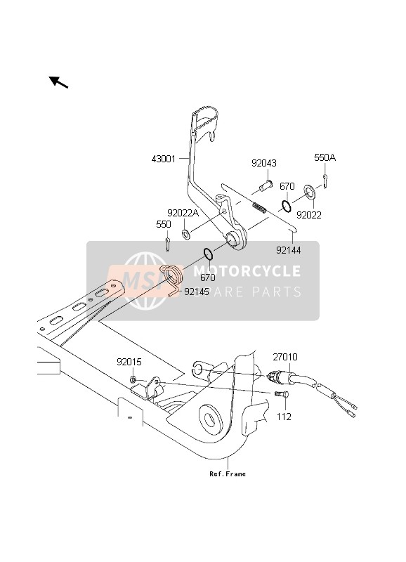 Kawasaki KVF360 PRAIRIE 4x4 2003 Pedal de freno para un 2003 Kawasaki KVF360 PRAIRIE 4x4