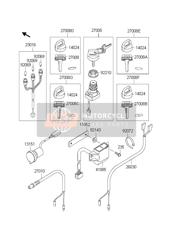 Kawasaki KVF360 PRAIRIE 4x4 2003 Switch de ignición para un 2003 Kawasaki KVF360 PRAIRIE 4x4