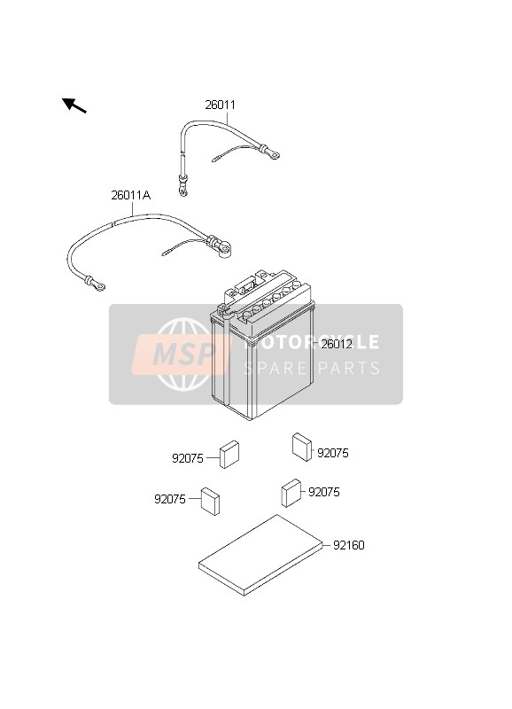 Kawasaki KVF360 PRAIRIE 4x4 2003 Parti opzionali (CN) (Batteria) per un 2003 Kawasaki KVF360 PRAIRIE 4x4