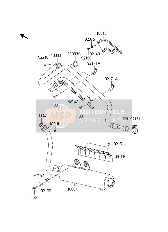 Kawasaki KVF650 4X4 2003 Muffler for a 2003 Kawasaki KVF650 4X4