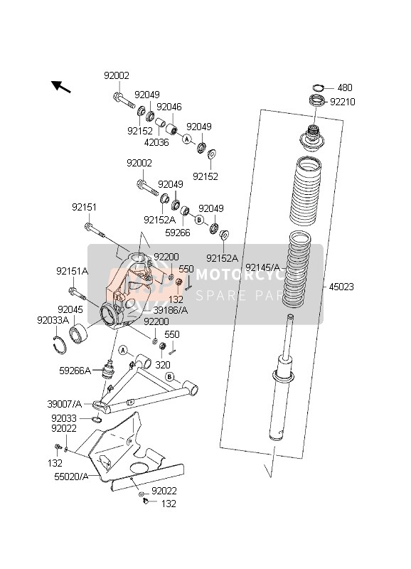 921451445, Ressort KVF650-A1, Kawasaki, 2