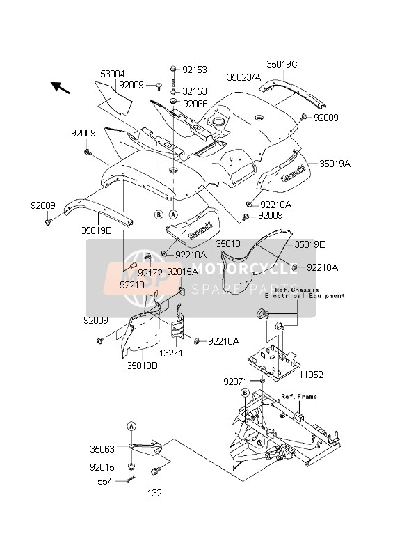 Kawasaki KVF650 4X4 2003 Rear Fender for a 2003 Kawasaki KVF650 4X4