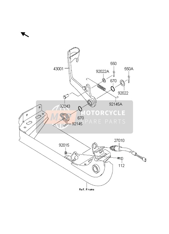 Kawasaki KVF650 4X4 2003 Pedale del freno per un 2003 Kawasaki KVF650 4X4