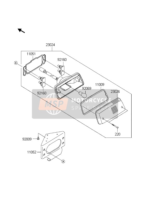 Kawasaki KVF650 4X4 2003 Tail Light for a 2003 Kawasaki KVF650 4X4