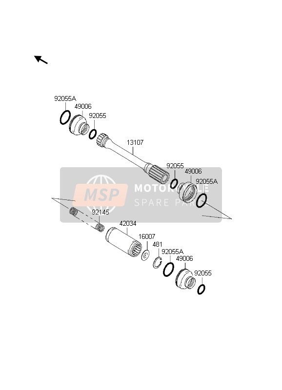 Kawasaki KVF650 PRAIRIE 4x4 2003 Aandrijfas & Propeller voor een 2003 Kawasaki KVF650 PRAIRIE 4x4