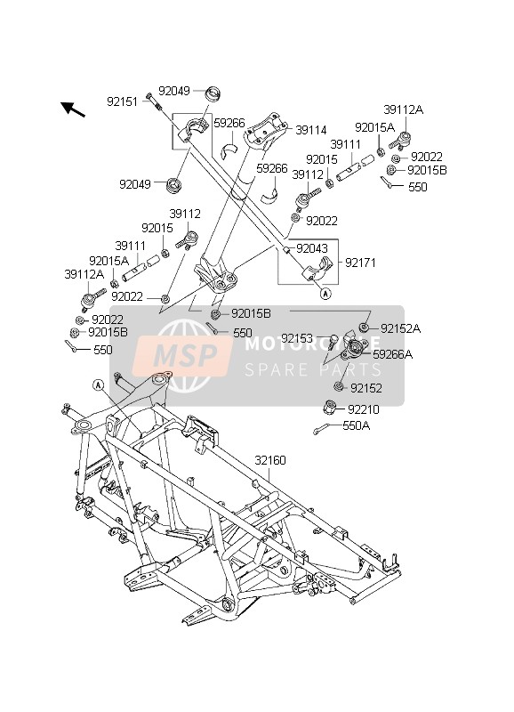 Kawasaki KVF650 PRAIRIE 4x4 2003 Frame for a 2003 Kawasaki KVF650 PRAIRIE 4x4