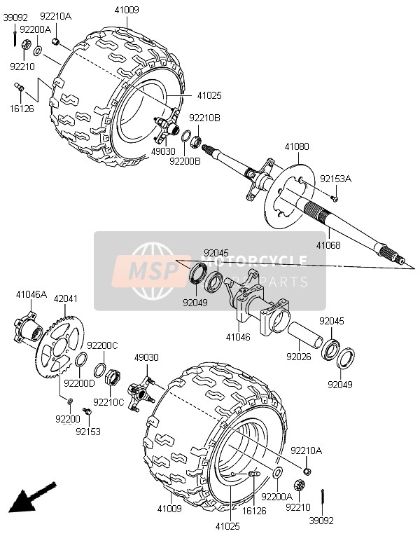 Kawasaki KFX400 2006 Rear Hub for a 2006 Kawasaki KFX400