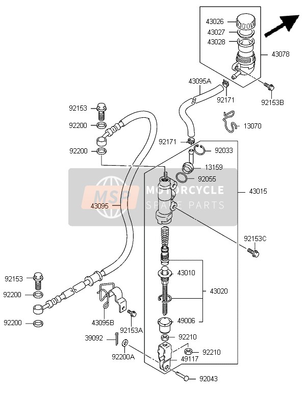 43095S011, HOSE-BRAKE, Kawasaki, 1