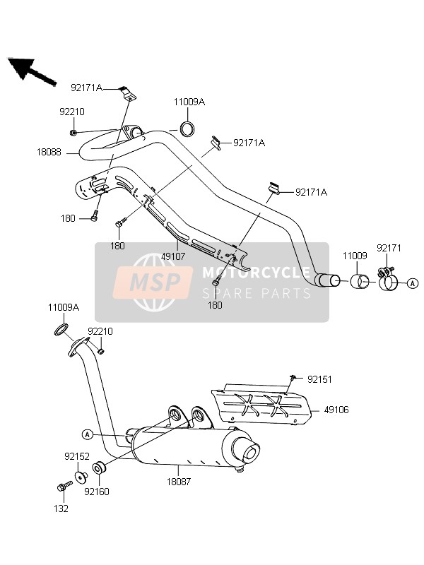 Kawasaki KFX700 (KSV700A6F) 2006 Silencieux pour un 2006 Kawasaki KFX700 (KSV700A6F)