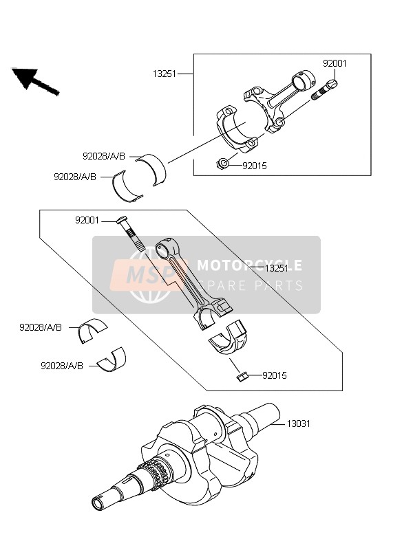 Kawasaki KFX700 (KSV700A6F) 2006 Cigüeñal para un 2006 Kawasaki KFX700 (KSV700A6F)