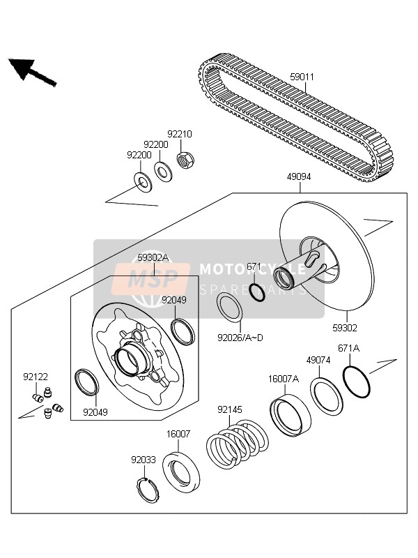 Kawasaki KFX700 (KSV700A6F) 2006 Convertitore di unità & Cintura di sicurezza per un 2006 Kawasaki KFX700 (KSV700A6F)