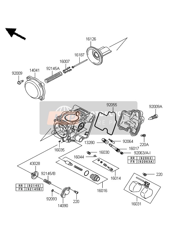 Kawasaki KFX700 (KSV700A6F) 2006 Carburettor Parts for a 2006 Kawasaki KFX700 (KSV700A6F)