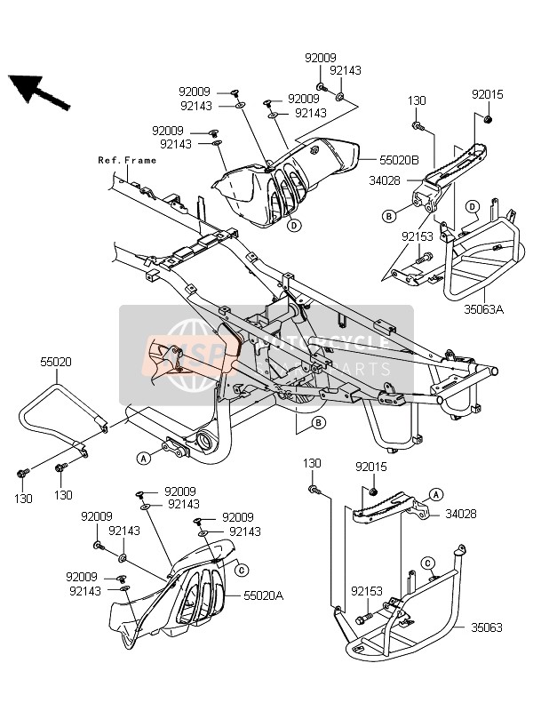 Kawasaki KFX700 (KSV700A6F) 2006 Reposapiés para un 2006 Kawasaki KFX700 (KSV700A6F)