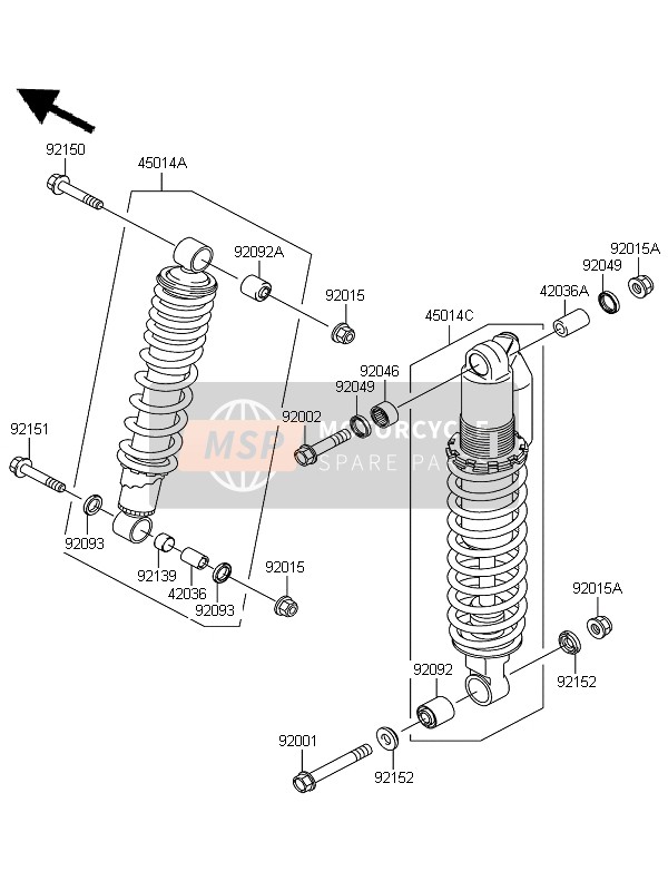 450140005710, Shockabsorber,Rr,L.Green, Kawasaki, 0